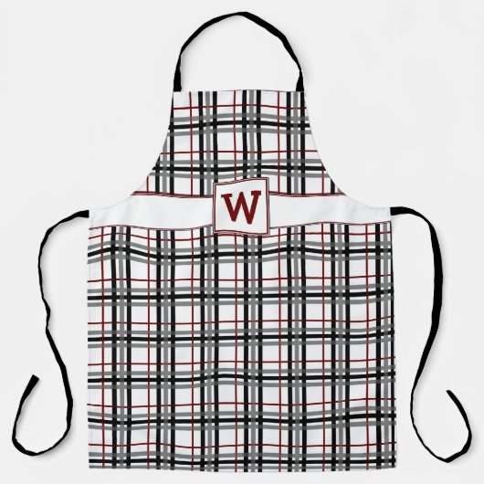 Zwart wit en rood geplakt All-Over Print Schort (Voorkant)