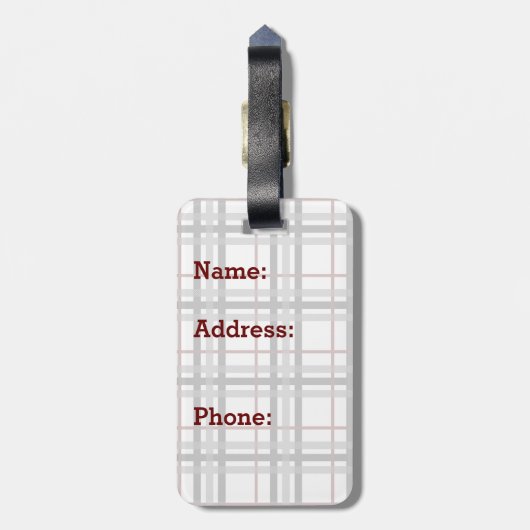 Zwart wit en rood geplakt Bagagelabel (Achterkant verticaal)