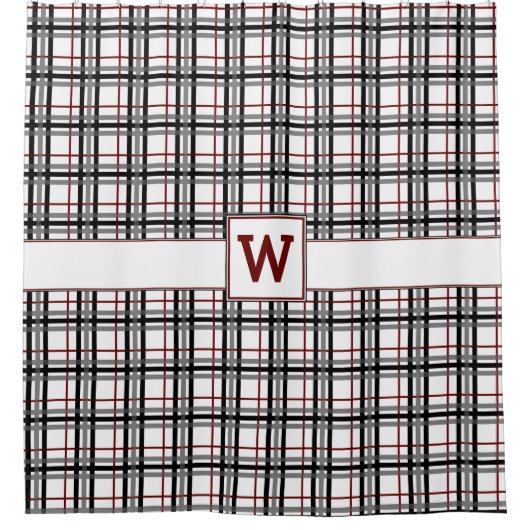 Zwart wit en rood geplakt gordijn (Voorkant)