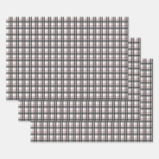 Zwart wit en rood geplakt papierpakket inpakpapier vel (Set)