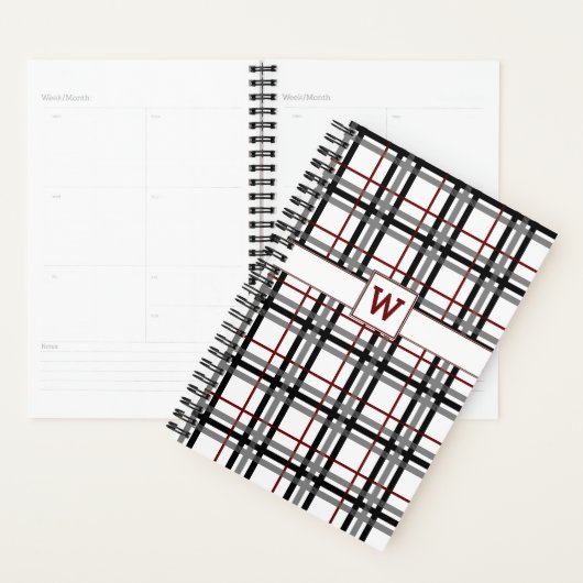 Zwart wit en rood geplakt planner (Display)