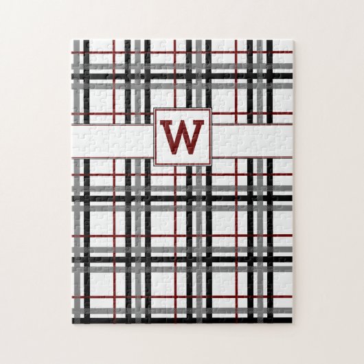 Zwart wit en rood geplakt puzzel (Verticaal)