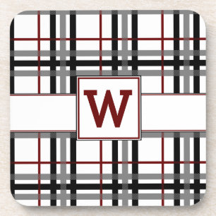 Zwart wit en rood geruit vierkant coasters onderzetter