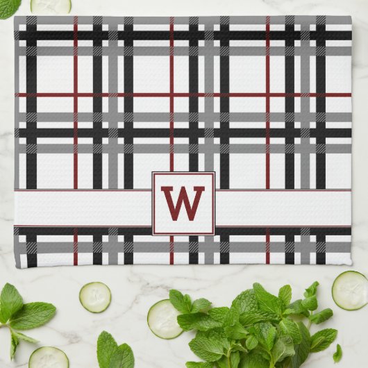 Zwart wit en rood geruite keukenhanddoek (Gevouwen)