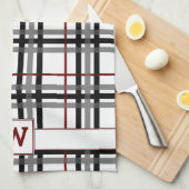 Zwart wit en rood geruite keukenhanddoek (Quarter Fold)