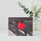 Zwart Wit en Rood Hart Vorm Lock Foto Briefkaart (Staand voorkant)