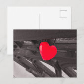 Zwart Wit en Rood Hart Vorm Lock Foto Briefkaart (Voorkant / Achterkant)
