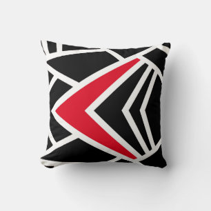 Zwart, wit en rood, in moderne abstracte stijl kussen