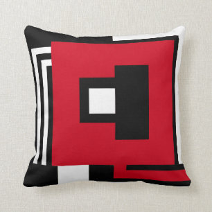 Zwart, wit en rood in moderne geometrische stijl kussen