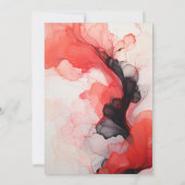 Zwart, Wit en Rood Inkt Bruiloft Kaart (Achterkant)