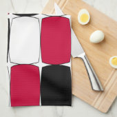 Zwart, wit en rood keukenhanddoek (Quarter Fold)