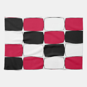 Zwart, wit en rood keukenhanddoek
