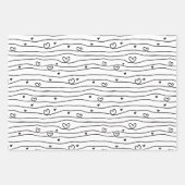 Zwart, wit en rood liefdeshartpatroon Valentijnse  Inpakpapier Vel (Voorkant 2)