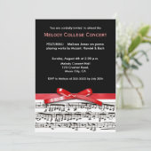 Zwart wit en rood muziekconcert uitnodiging voor o (Staand voorkant)