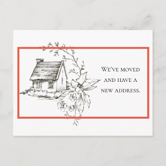 Zwart, Wit en Rood Nieuwe Adres Aankondiging (Voorkant)