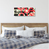 Zwart-wit en rood penseelstreek schets canvas afdruk (Insitu (Slaapkamer))