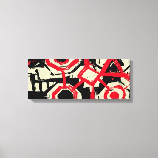 Zwart-wit en rood penseelstreek schets canvas afdruk (Voorkant)