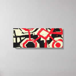 Zwart-wit en rood penseelstreek schets canvas afdruk