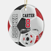 Zwart, wit en rood, persoonlijk ⚽ 💖 keramisch ornament (Links)