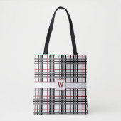 Zwart Wit en Rood Plaid All-Over-Print Tas (Voorkant)