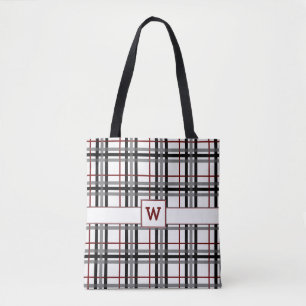 Zwart Wit en Rood Plaid All-Over-Print Tas