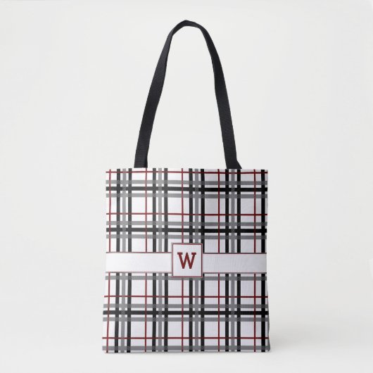 Zwart Wit en Rood Plaid All-Over-Print Tas (Voorkant)