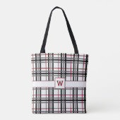 Zwart Wit en Rood Plaid All-Over-Print Tas (Achterkant)