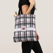 Zwart Wit en Rood Plaid All-Over-Print Tas (Dichtbij)