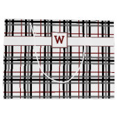 Zwart Wit en Rood Plaid Gift Bag Large Cadeautasje (Achterkant)