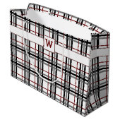 Zwart Wit en Rood Plaid Gift Bag Large Cadeautasje (Achterkant Gekanteld)