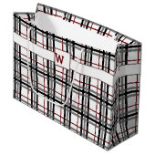 Zwart Wit en Rood Plaid Gift Bag Large Cadeautasje (Voorkant Gekanteld)