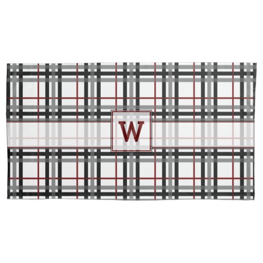 Zwart Wit en Rood Plaid Kussen Hoesje Kussensloop (Voorkant)