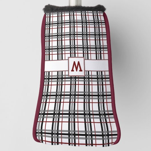 Zwart wit en rood Plaid Putter Hoesje Golfheadcover (Draai 90)