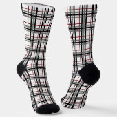 Zwart Wit en Rood Plaid Sokken (Gebogen)