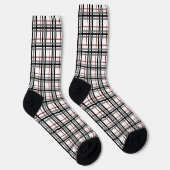Zwart Wit en Rood Plaid Sokken (Rechts)