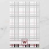 Zwart Wit en Rood Plaid Stationery Briefpapier (Voorkant)