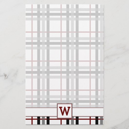 Zwart Wit en Rood Plaid Stationery Briefpapier (Voorkant)