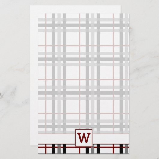 Zwart Wit en Rood Plaid Stationery Briefpapier (Voorkant / Achterkant)