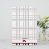 Zwart Wit en Rood Plaid Stationery Briefpapier (Staand voorkant)