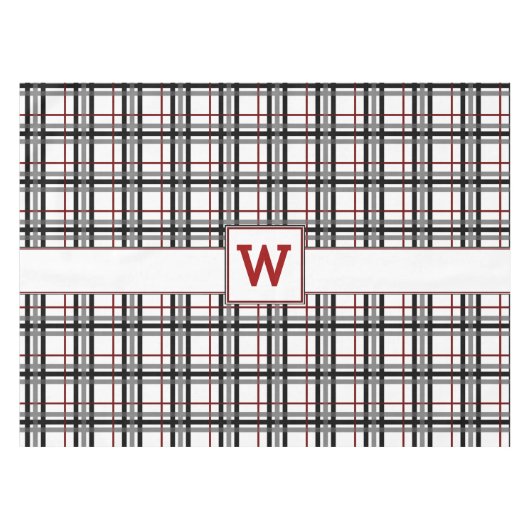 Zwart Wit en Rood Plaid Tafelkleed (Voorkant (Horizontaal))