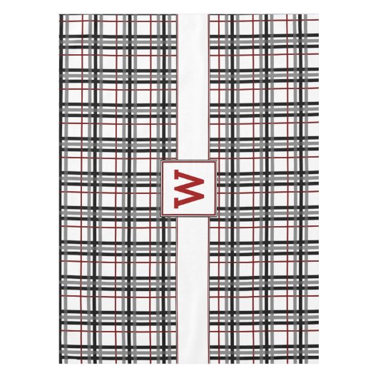 Zwart Wit en Rood Plaid Tafelkleed (Voorkant)