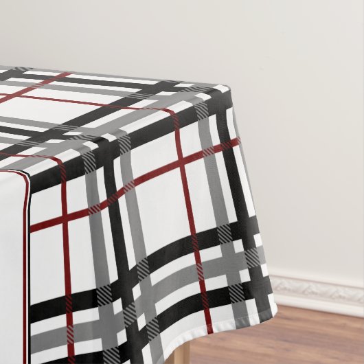 Zwart Wit en Rood Plaid Tafelkleed (Voorbeeld)