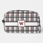 Zwart Wit en Rood Plaid Toilettasje (Voorkant)