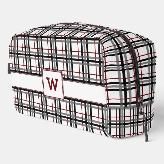 Zwart Wit en Rood Plaid Toilettasje (Rechterhoek)