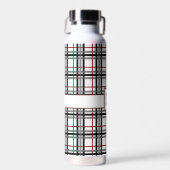 Zwart Wit en Rood Plaid Waterfles (Voorkant)