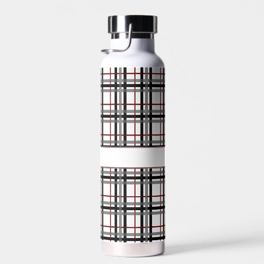 Zwart Wit en Rood Plaid Waterfles (Rechts)