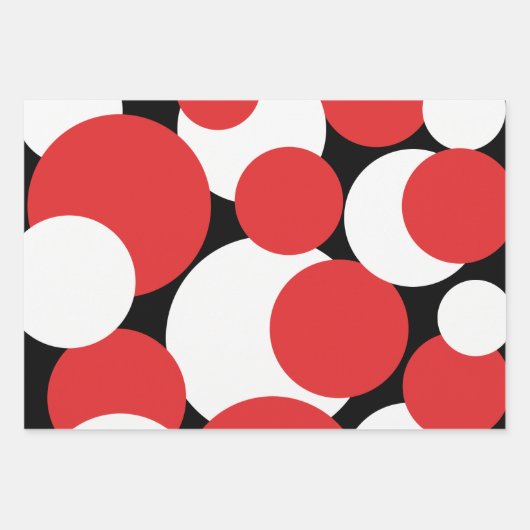 Zwart, wit en rood poka dots, papier Sh Inpakpapier Vel (Voorkant)