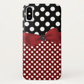 Zwart, wit en rood pokdot iPhone X Hoesje (Achterkant)