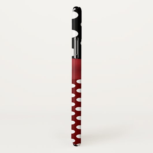 Zwart, wit en rood pokdot iPhone X Hoesje (Achterkant / rechts)