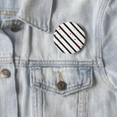 Zwart, wit en rood ronde button 5,7 cm (In situ)